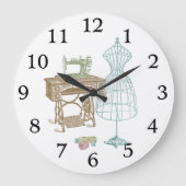 アンティークドレスメーカー型枠キットヴィンテージ裁縫机 ラージ壁時計 (正面)