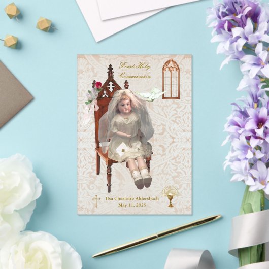 アンティークドール第一聖体アクリル形記念テープ アクリル招待状 (インサイチュ (ウェディング))