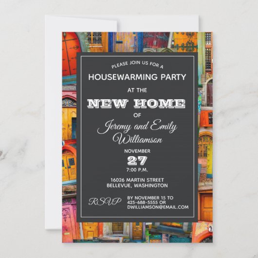 アンティークド感動的ア引っ越し祝いパーティーパーティー 招待状 (正面)