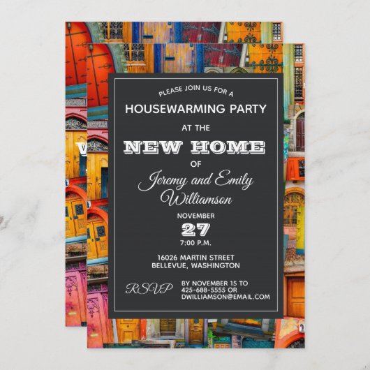 アンティークド感動的ア引っ越し祝いパーティーパーティー 招待状 (正面/裏面)