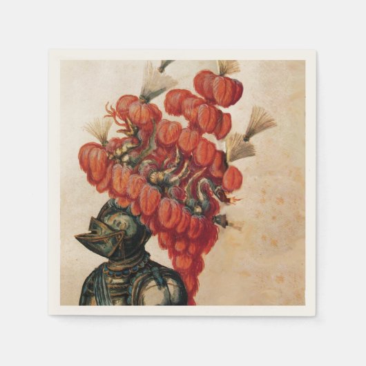 アンティークナイトのヘルメット、ドラゴン スタンダードカクテルナプキン (正面)