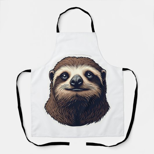 アンティークナマケモノのイラストヴィンテージTシャツ (2) エプロン (正面)
