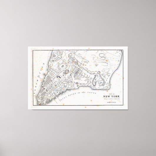 アンティークニューヨークの地図 キャンバスプリント (正面)
