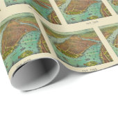 アンティークニューヨークシティバードズアイビューマップ ラッピングペーパー (ロールコーナー)