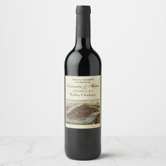 アンティークニューヨークシティマップ#2 動揺して BG B ワインラベル (正面)