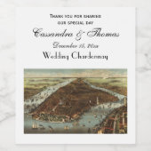 アンティークニューヨークシティマップ#2 DIYカラーBG ワインラベル (シングルラベル)