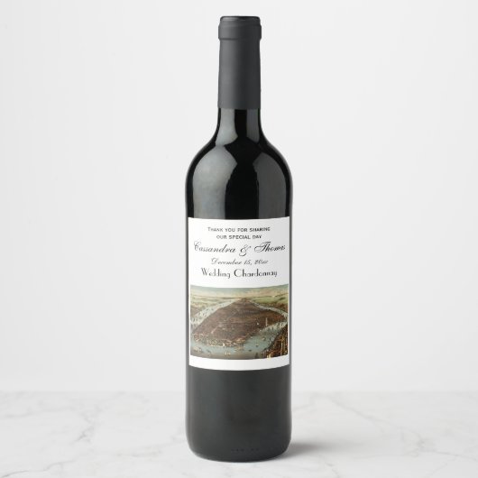 アンティークニューヨークシティマップ#2 DIYカラーBG ワインラベル (正面)