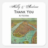 アンティークニューヨークシティマップDIYカラーBG スクエアシール (正面)