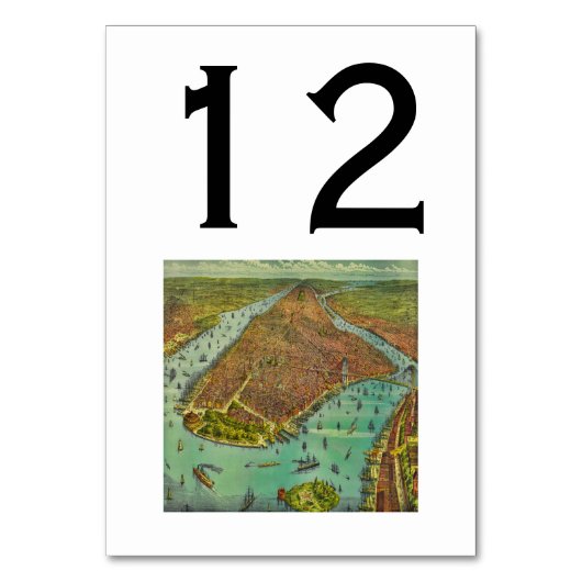 アンティークニューヨークシティマップDIYカラーBG テーブルナンバー (正面)