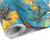 アンティークノスタルジックな水彩鳥花 ラッピングペーパー (ロールコーナー)