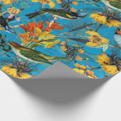 アンティークノスタルジックな水彩鳥花 ラッピングペーパー (角)