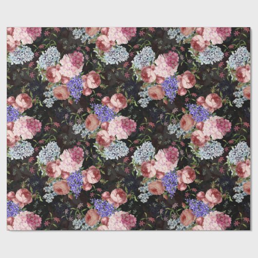 アンティークノスタルジックレッドテバラとライラック ラッピングペーパー (フラット)