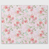 アンティークノスタルジックレッドテバラズブケッツピンク ラッピングペーパー (フラット)