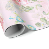 アンティークノスタルジックレッドテバラズブケッツピンク ラッピングペーパー (ロールコーナー)