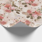 アンティークノスタルジックレッドテバラパターンセピア ラッピングペーパー (角)