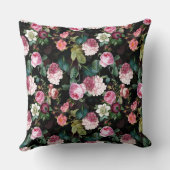 アンティークノスタルジックレッドテバラパターンブラック クッション (裏面)