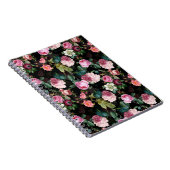 アンティークノスタルジックレッドテバラパターンブラック ノートブック (右側)