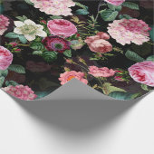 アンティークノスタルジックレッドテバラパターンブラック ラッピングペーパー (角)