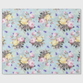 アンティークノスタルジックレッドテバラパターンブルー ラッピングペーパー (フラット)