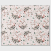 アンティークノスタルジックレッドテバラフラワーブケッツ ラッピングペーパー (フラット)