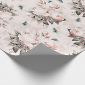 アンティークノスタルジックレッドテバラフラワーブケッツ ラッピングペーパー (角)