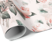 アンティークノスタルジックレッドテバラフラワーブケッツ ラッピングペーパー (ロールコーナー)