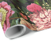 アンティークノスタルジックレッドテペオニーズパターンブラック ラッピングペーパー (ロールコーナー)