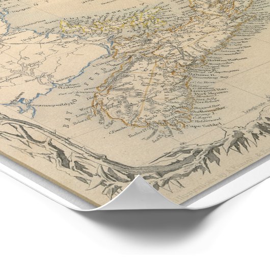 アンティークノバスコシアとニューファンドランドの地図 ポスター (角)