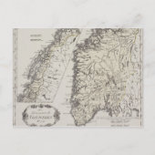 アンティークノルウェーの地図 ポストカード (正面)