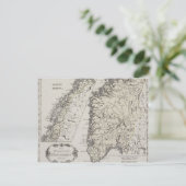 アンティークノルウェーの地図 ポストカード (スタンド正面)