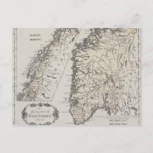 アンティークノルウェーの地図 ポストカード
