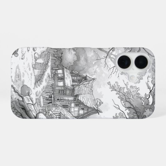 アンティークハウス柄iPhone 17用ケース - N iPhone 16ケース (裏面横)