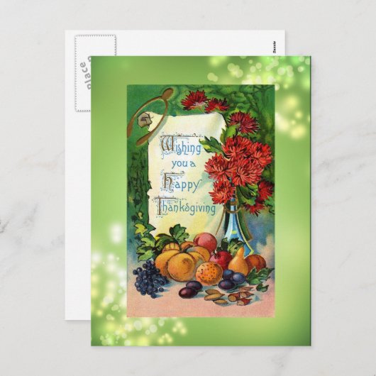 アンティークハッピーサンクスギビングはがきの複製 シーズンポストカード (正面/裏面)