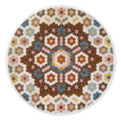 アンティークハニカムキルトパターン – フォークアートクレフティ セラミックノブ (正面)