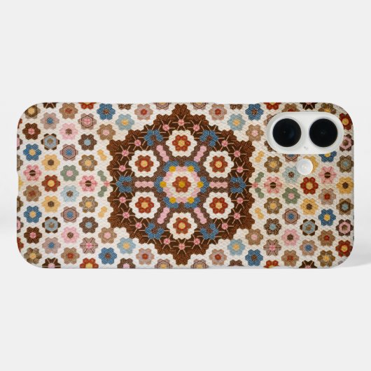 アンティークハニカムキルトパターン – フォークアートクレフティ Case-Mate iPhoneケース (裏面 (横))