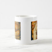 アンティークハロウィーンハロウィーンのカボチャのちょうちん衣装の女性 コーヒーマグカップ (中央)