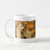 アンティークハロウィーンハロウィーンのカボチャのちょうちん衣装の女性 コーヒーマグカップ (左)