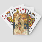 アンティークハロウィーンハロウィーンのカボチャのちょうちん衣装の女性 トランプ (裏面)