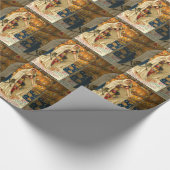 アンティークハロウィーンハロウィーンのカボチャのちょうちん衣装の女性 ラッピングペーパー (角)