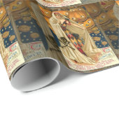 アンティークハロウィーンハロウィーンのカボチャのちょうちん衣装の女性 ラッピングペーパー (ロールコーナー)