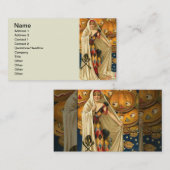 アンティークハロウィーンハロウィーンのカボチャのちょうちん衣装の女性 名刺 (正面/裏面)