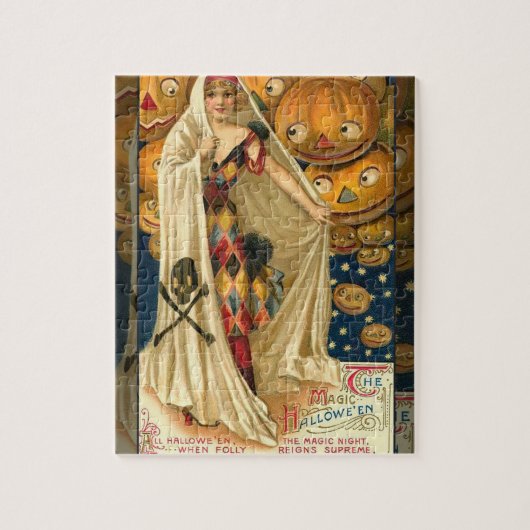 アンティークハロウィーンハロウィーンのカボチャのちょうちん ジグソーパズル (縦)