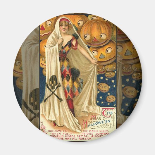 アンティークハロウィーンハロウィーンのカボチャのちょうちん マグネット (正面)