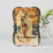 アンティークハロウィーンハロウィーンのカボチャのちょうちん 招待状 (スタンド正面)