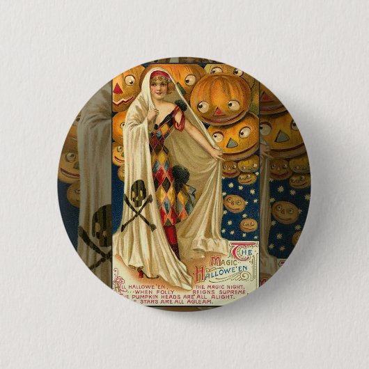 アンティークハロウィーンハロウィーンのカボチャのちょうちん 缶バッジ (正面)