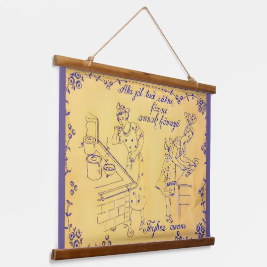 アンティークハンガリーのウォールクロスデザイン 吊り下げ型タペストリー (傾斜あり)