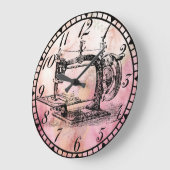 アンティークハンドクランク機裁縫室時計v2 ラージ壁時計 (傾斜)