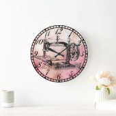 アンティークハンドクランク機裁縫室時計v2 ラージ壁時計 (ホーム)