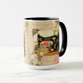 アンティークハンドクランク裁縫機と概念 マグカップ (正面右)