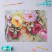 アンティークハンド色彩の鮮やかリモージュバラギフトティッシュ 薄葉紙 (クラフト)